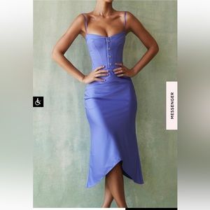 HouseofCB Imogen (Periwinkle Satin) Midi Dress